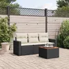 Image de Salon de jardin modulable Vidaxl rotin noir 4 pieces x 65.5 x 69 3 personnes