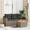 Image de Salon de jardin modulable vidaxl 4 pieces resine tressee 3 personnes 62 x 55 x 69 cm gris