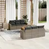 Image de Salon de jardin modulable Vidaxl rotin gris 7 pieces x 65.5 x 69