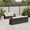 Image de Salon de jardin modulable Vidaxl noir resine tressee 7 personnes 62 x 55 x 69 cm 8 pieces