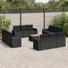 Image de Salon de jardin modulable Vidaxl resine tressee noir 13 pieces 62 x 55 x 69 12 personnes