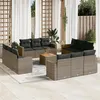 Image de Salon de jardin modulable Vidaxl rotin gris 13 pieces x 65.5 x 69