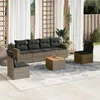 Image de Salon de jardin modulable vidaxl 7 pieces resine tressee gris 62 x 55 x 69 cm