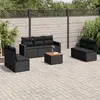 Image de Resine tressee Vidaxl 7 personnes noir 8 pieces 62 x 55 x 69 salon de jardin modulable