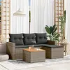Image de Salon de jardin modulable vidaxl rotin 2 personnes 5 pieces 62 x 55 x 69 cm gris