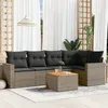 Image de Salon de jardin modulable vidaxl rotin gris 6 pieces 62 x 62 x 69 cm 2 personnes