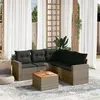 Image de Salon de jardin modulable Vidaxl rotin gris 6 pieces x 65.5 x 69 5 personnes