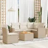 Image de Salon de jardin modulable vidaxl 6 pieces rotin beige 62 x 62 x 69 cm