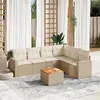 Image de Vidaxl Salon de jardin modulable 7 pieces - Résine tressée beige - 6 personnes - Table fixe - 62 x 62 x 69 cm