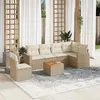 Image de Salon de jardin modulable vidaxl rotin 7 pieces beige 62 x 62 x 69 cm 6 personnes