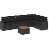 Image de Salon de jardin modulable Vidaxl resine tressee 8 pieces noir 62 x 62 x 69 cm 7 personnes