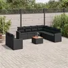 Image de vidaXL 10-delige Loungeset met kussens poly rattan zwart3256517