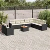Image de Salon de jardin modulable Vidaxl 11 pieces 10 personnes resine tressee 62 x 62 x 69 cm noir