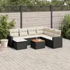 Image de Vidaxl Salon de jardin modulable - Lot de 8 pièces - Résine tressée noir 7 personnes avec rangement