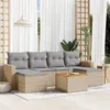 Image de Vidaxl Salon de jardin modulable - Lot de 7 pièces - Rotin beige - Table fixe