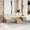 Image de Vidaxl Salon de jardin modulable - Lot de 8 pièces - Rotin beige - Table fixe