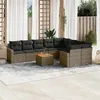 Image de Salon de jardin modulable vidaxl rotin gris 10 pieces 62 x 62 x 69 cm
