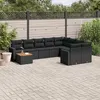 Image de Salon de jardin modulable Vidaxl 10 pieces 9 personnes noir 62 x 62 x 69 cm resine tressee