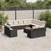 Image de Salon de jardin modulable Vidaxl 12 personnes noir resine tressee 62 x 62 x 69 13 pieces