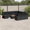 Image de Salon de jardin modulable Vidaxl noir 13 pieces 12 personnes 62 x 62 x 69 cm resine tressee