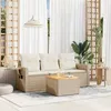 Image de vidaXL Salon de Jardin avec Coussins 4 pcs, Canapés de Terrasse, Ensemble de Meubles de Patio, Mobilier d'Extérieur, Beige 3256765