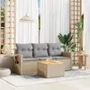 Image de Salon de jardin modulable Vidaxl rotin beige 4 pieces x 65.5 x 69 3 personnes