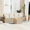 Image de Salon de jardin Vidaxl rotin beige 5 pieces x 62 x 69 4 personnes