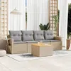 Image de Salon de jardin modulable vidaxl 5 pieces resine tressee beige 62 x 55 x 69 cm 4 personnes