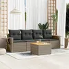 Image de Salon de jardin modulable vidaxl rotin gris 5 pieces 62 x 55 x 69 cm 4 personnes