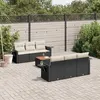 Image de Salon de jardin modulable Vidaxl 7 pieces 6 personnes noir 62 x 55 x 69 cm resine tressee