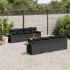 Image de vidaXL Salon de Jardin avec Coussins 9 pcs, Canapés de Terrasse, Ensemble de Meubles de Patio, Mobilier d'Extérieur, Noir 3256811