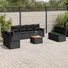 Image de Salon de jardin modulable Vidaxl 8 personnes 9 pieces resine tressee 62 x 55 x 69 cm noir