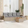 Image de Salon de jardin modulable vidaxl resine tressee beige 6 pieces 62 x 55 x 69 cm 5 personnes