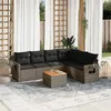 Image de Salon de jardin modulable vidaxl 6 personnes gris 7 pieces 62 x 62 x 69 cm resine tressee