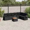 Image de 7 personnes Vidaxl noir salon de jardin modulable 8 pieces 62 x 62 x 69 resine tressee