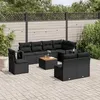 Image de vidaXL Salon de Jardin avec Coussins 9 pcs, Canapés de Terrasse, Ensemble de Meubles de Patio, Mobilier d'Extérieur, Noir 3256930