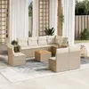 Image de Vidaxl Salon de jardin modulable - Lot de 9 pieces - Rotin - Beige - Table pliante