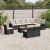 Image de Noir Vidaxl resine tressee 10 personnes salon de jardin modulable 62 x 62 x 69 11 pieces
