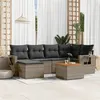 Image de Gris Vidaxl 6 personnes resine tressee salon de jardin modulable 62 x 62 x 69 7 pieces