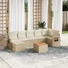 Image de Salon de jardin modulable vidaxl rotin 7 personnes 8 pieces 62 x 62 x 69 cm beige
