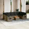 Image de vidaXL Salon de Jardin avec Coussins 10 pcs, Canapés de Terrasse, Ensemble de Meubles de Patio, Mobilier d'Extérieur, Gris 3257040
