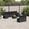 Image de vidaXL Salon de Jardin avec Coussins 10 pcs, Canapés de Terrasse, Ensemble de Meubles de Patio, Mobilier d'Extérieur, Noir 3257091