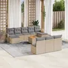 Image de Salon de jardin modulable vidaxl beige resine tressee 11 pieces 62 x 55 x 69 cm 10 personnes