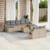 Image de Salon de jardin modulable vidaxl rotin beige 10 pieces 62 x 55 x 69 cm 9 personnes