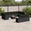 Image de Salon de jardin modulable Vidaxl 14 pieces resine tressee noir 62 x 62 x 69