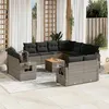 Image de Salon de jardin modulable vidaxl resine tressee gris 12 pieces 62 x 62 x 69 cm 11 personnes