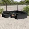 Image de Salon de jardin modulable Vidaxl 13 pieces 12 personnes noir 62 x 62 x 69 cm resine tressee