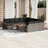 Image de Salon de jardin modulable Vidaxl 12 personnes gris resine tressee 62 x 62 x 69 13 pieces
