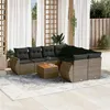 Image de Salon de jardin modulable Vidaxl resine tressee gris 8 personnes 62 x 62 x 69 cm 9 pieces
