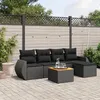 Image de vidaXL Salon de jardin 6 pcs avec coussins noir résine tressée 3257308